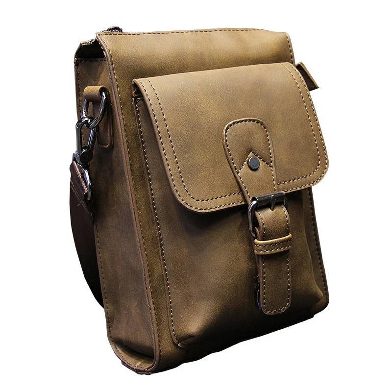 

New Arrival Men Crazy Horse PU Leather Shoulder Bag Fashion Style Bag Small Messenger Bags High Quality Men's Cross body bag