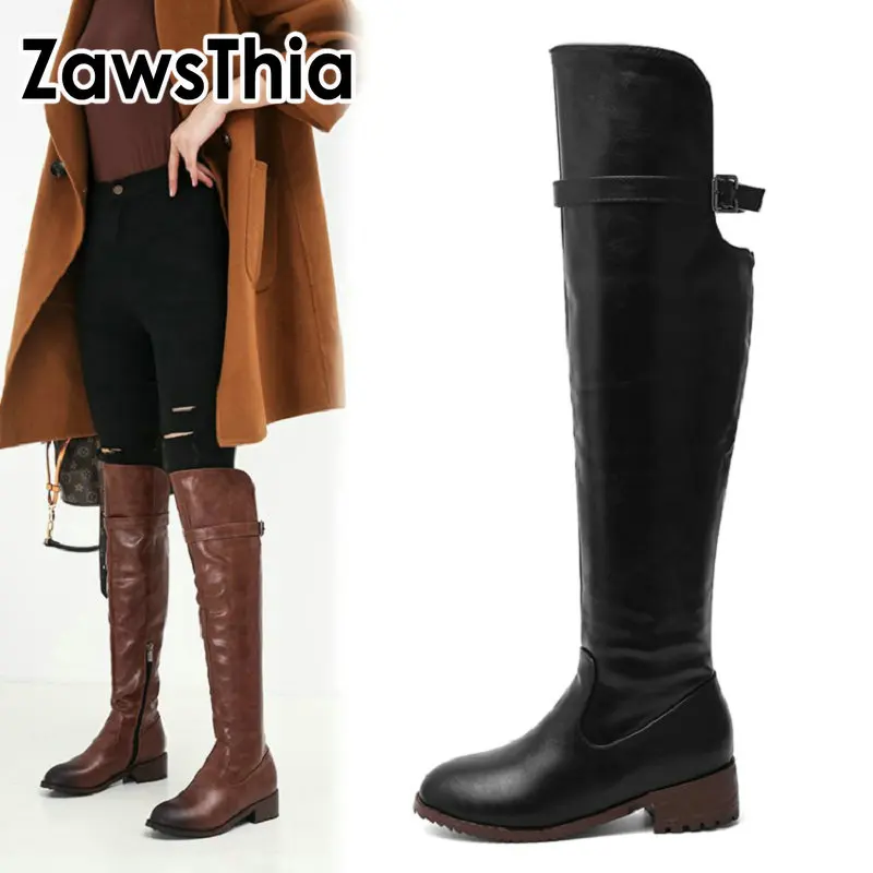 Женские сапоги для верховой езды ZawsThia черные/коричневые из искусственной кожи на
