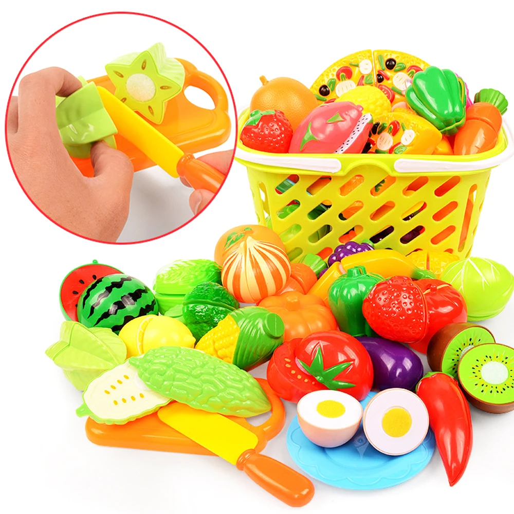 Детский кухонный набор для приготовления пищи, сделай сам, ролевые игры, Детские кухонные игрушки, пластиковый набор для еды, разделочные фрукты, детские развивающие игрушки
