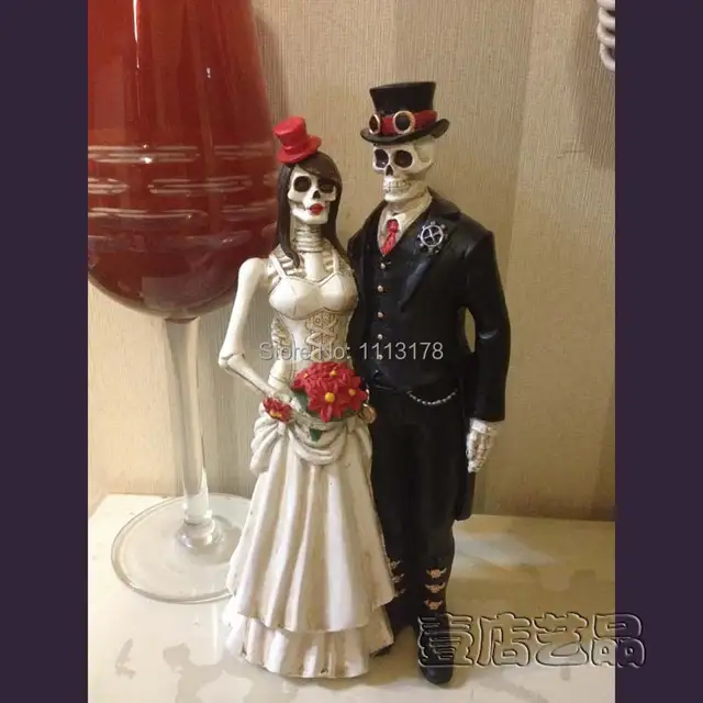Online Shop Cheap Horrible Wedding Cake Topper Halloween Skull Bride