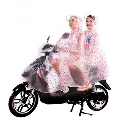 8.Single double rain poncho raincoat Transparent waterproof rain gear electric bicycle battery car motorcycle ladies poncho adult battery car rain poncho FashionableDouble-red love
