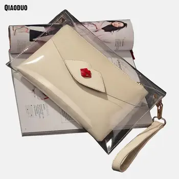 

Transparent Women Party Bags Envelopes Evening Hand Bag Chain Messenger Bag Small Lips New Women Bag 2 Pcs Shoulder Crossbody