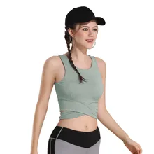 Женский жилет, стильный ударопрочный спортивный беговой бюстгальтер, шнуровка, бюстгальтер для йоги, бюстгальтер с пуш-ап, бюстгальтер, спортивный жилет, топы для фитнеса и спорта, рубашка для йоги