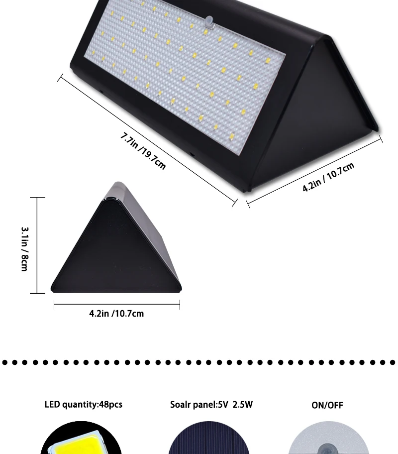 48 светодиодный солнечный датчик движения лампы 800lm супер яркий беспроводной безопасности уличный Садовый Солнечный свет лампы с 4 интеллектуальными режимами
