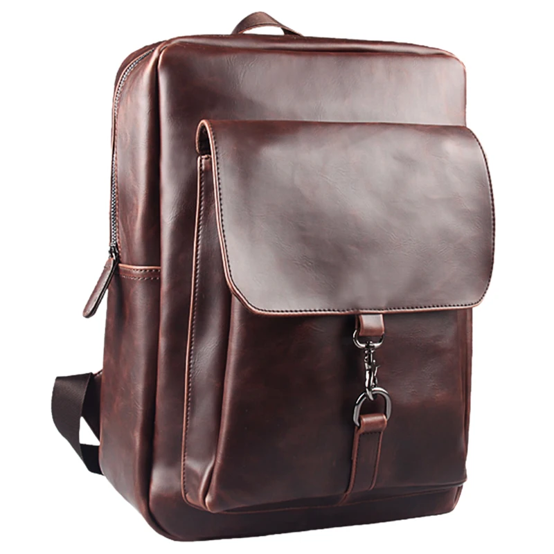 LEVELIVE High Quality Crazy Horse Leather Backpacks Men Travel Bag