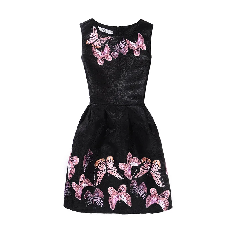 

2017 Family Fitted Mother Daughter Dresses Summer Girls Butterfly Vintage Print Dress for Teens Clothing Mae Filha Vestidos