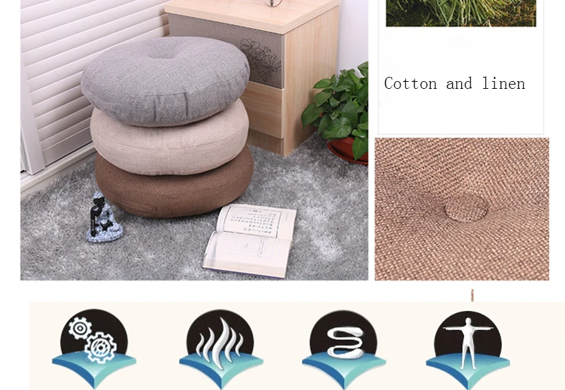 Новый японский стиль декоративные подушки лен хлопок мягкие круглые Хлопок Подушка ягодицы коврик йога коврик подушки home decor