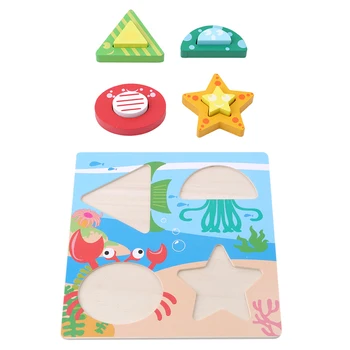 

New Style 6 Types Baby Hand Grasp Wooden Puzzle Toy Kid Early Educational Toys Child Cartoon Wood Jigsaw Puzzle Toys For Kids