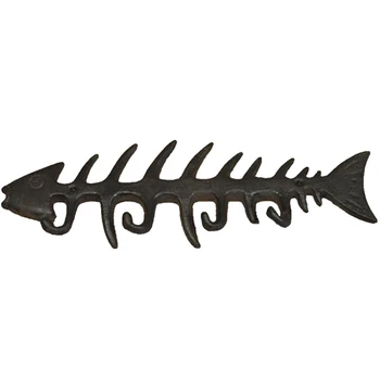 

Fishbone Hall Coat Rack With 4 Hooks Nautical Fish Bone Key Hat Racks Wall Hanger Holder Fisherman Decor Metal