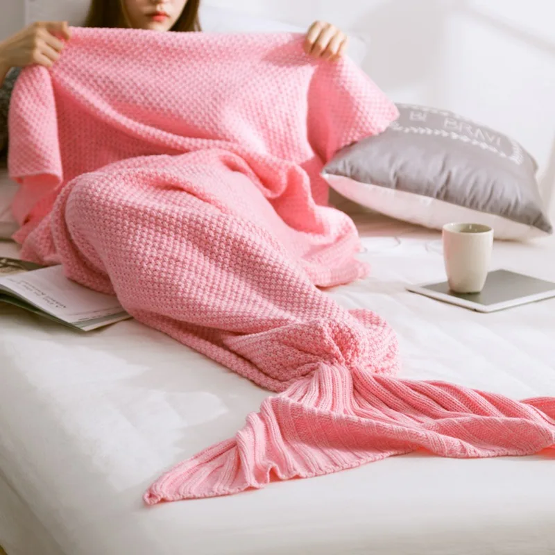 Одеяло пряжа вязаное ручной работы крючком Русалка одеяло дети пледы постельное белье супер мягкий спальный кровать