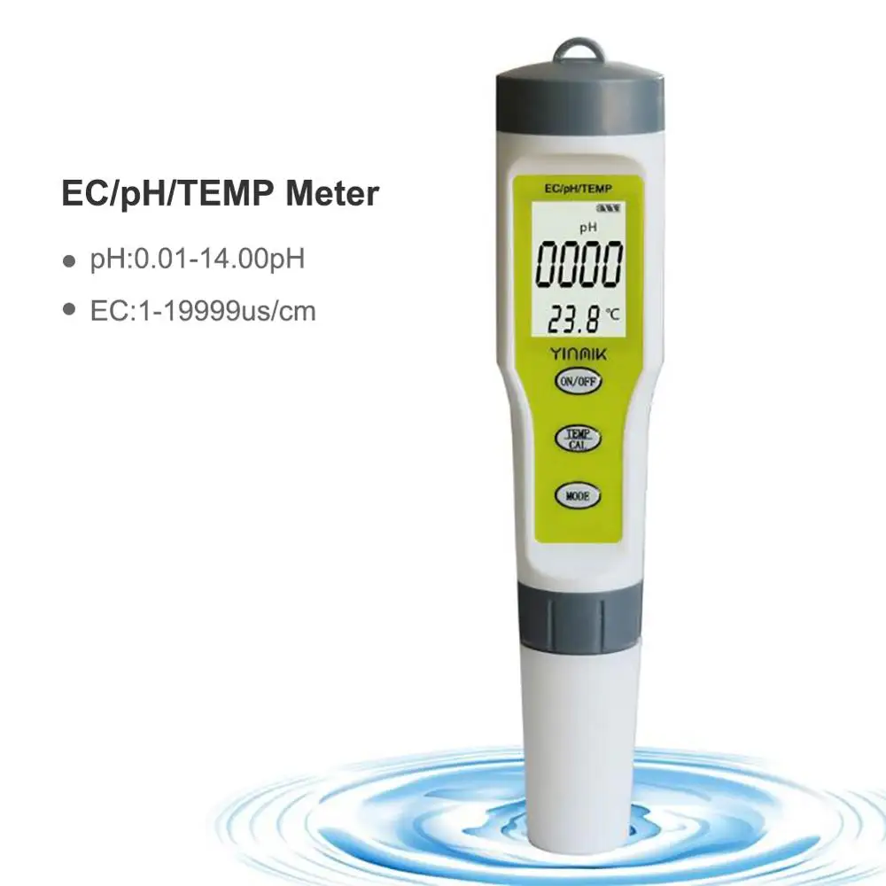 Yieryi новые Портативный 3-в-1 ручная вода качество Тесты ручка(ЕК/рН и температура) Точность 0,01 бассейн дома питьевой воды Тесты er - Цвет: Without backlight