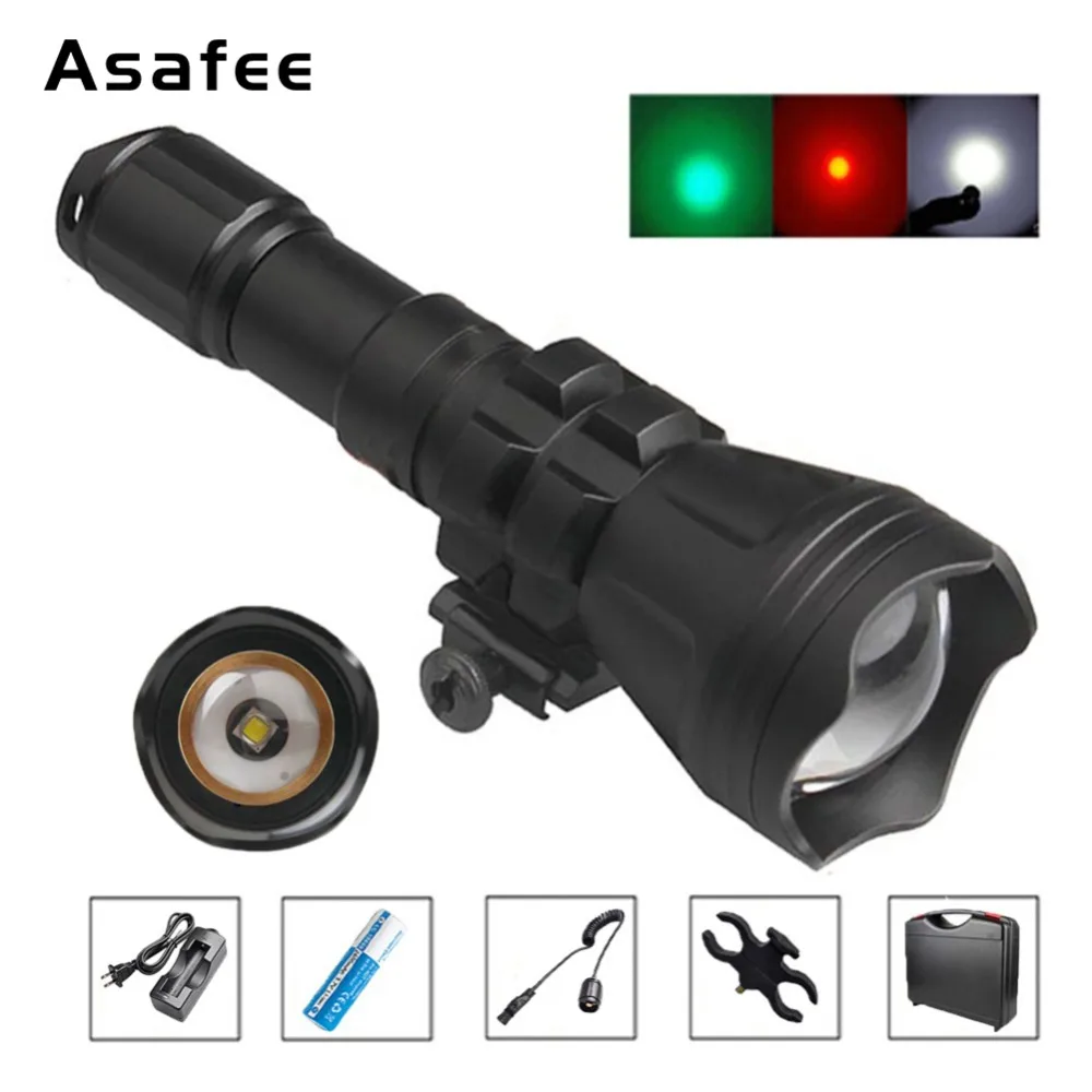 

B158 Zoomable Outdoor Hunting Flashlight Cree XM-L2 U4 LED Torch Lighting with 1865 Rechargeable Battery Gun Mount Remote Switch