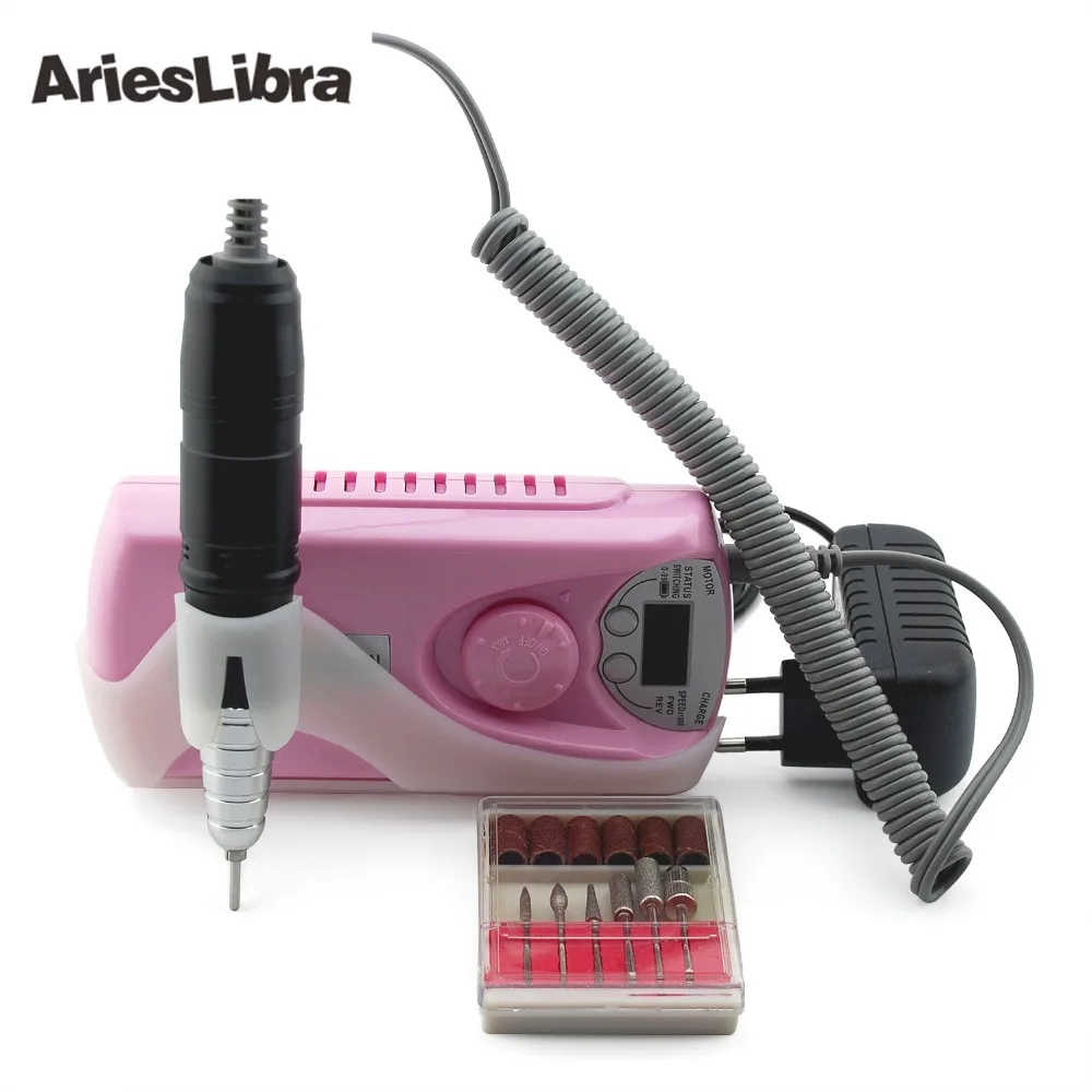 30000RPM Pink Portable Nail art Drill Machine Big Capacity Battery for