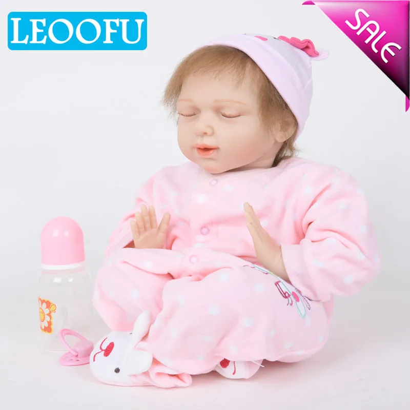 

LEOOFU 55cm 22 inch play house toys kids doll reborn baby doll realistic soft silicone reborn babies girl adorable bebe kids toy