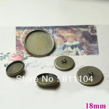 

18mm Antique Bronze Plated Copper Blank Bases Round Circle Trays Caps Buttons Back Loop Cameo Diy Settings Blank Wholesale
