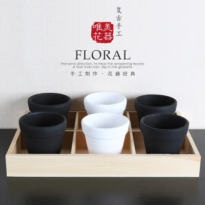 Distinctive and Creative Black and White with Red Pottery Contracted Biscuit Firing Thread Ceramic Basin with Tray Distinctive and Creative Black and White with Red Pottery Contracted Biscuit Firing Thread Ceramic Basin with Tray