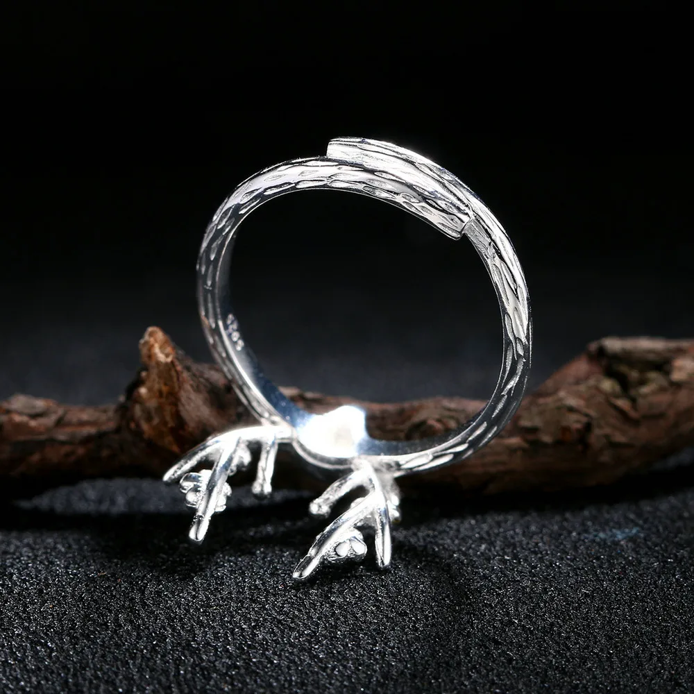 Double Fair Exquisite Plum antlers 100% 925 Sterling Silver Rings Adjustable Gold & Silver Two Colors Ring For Women DFRY064