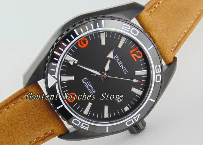 

45mm Parnis SS Case Mechanical Ceramic Bezel Sapphire Glass Men's Automatic Watch