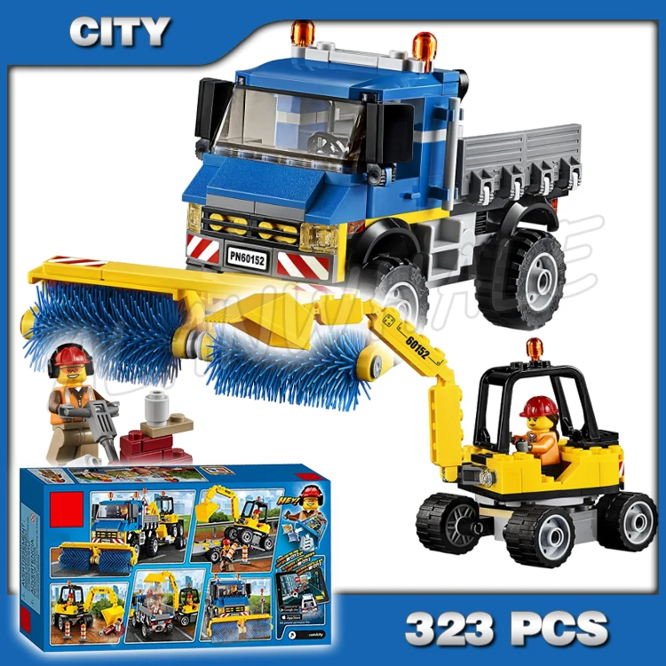 

323pcs City Great Vehicles Sweeper & Excavator Model Building Blocks 10651 Assemble Bricks Children Kid Toy Compatible With Lego