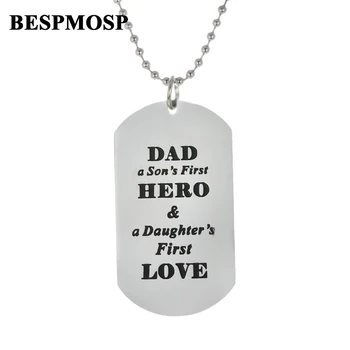 

Bespmosp 12PC/SET Dad Father Son Hero Daughter Love Family Pendant Charm Chain Trendy Necklace Jewelry Stainless Steel Fashion