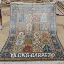 Yilong 4,5 'x6. 5' персидский шелковый ковер четыре сезона медальон ручной работы изысканный Iran шелковый ковер(0168