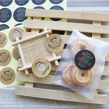 

120pcs/10sheets Merry Christmas Jingle Bells Seal Sticker Kraft Label Sticker DIY Hand Made For Gift Cake Baking Sealing Sticker