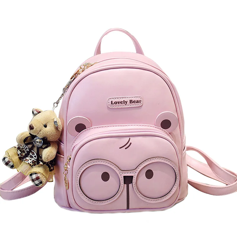 2017 Korean style Backpack Cute bear PU leather backpacks Teen girls