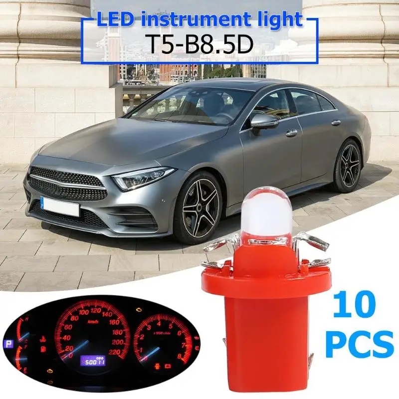 10 шт. T5 B8.5D светодиодный Автомобильный свет-излучающий диодный инструмент лампа накаливания на панель приборов авто Интерьер маленькая лампа