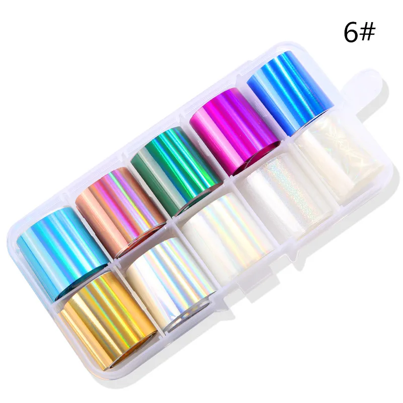 Decorações da Arte para Unhas Caixa Lote Folha Unha Gradiente Starry Sky Projeto Transferência Foil Sticker Manicure 13 - 7 Cheap Adesivos e decalques