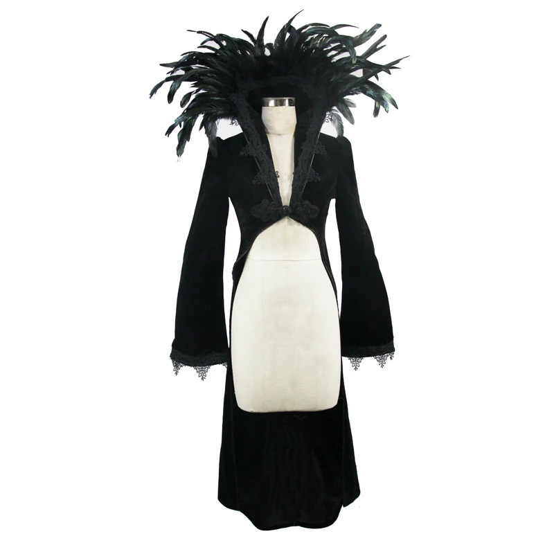 De D'hiver Col Casual Veste Punk Asymétrique Palais Vestes Pied Plumes Cour Femmes Noir Manteaux Longue 4F5w5xCZ