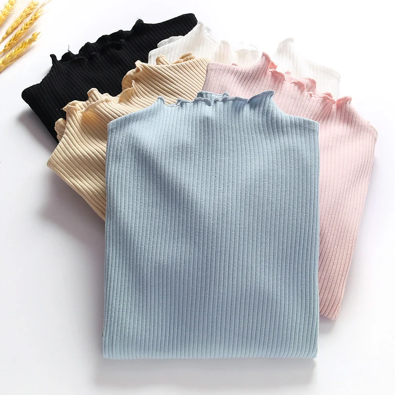 

Shintimes Poleras De Mujer Moda Harajuku Long Sleeve T Shirt Women Cotton T-shirt Lady Tops Turtleneck Casual Tee Shirt Femme