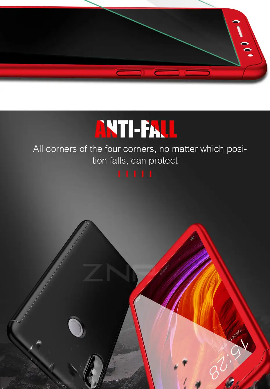 ZNP 360 Protection Case For Xiaomi Redmi 4X 5 Plus 6A 6 Pro S2 Full Cover For Redmi Note 6 5 Pro Redmi Note 5A Case With Glass -