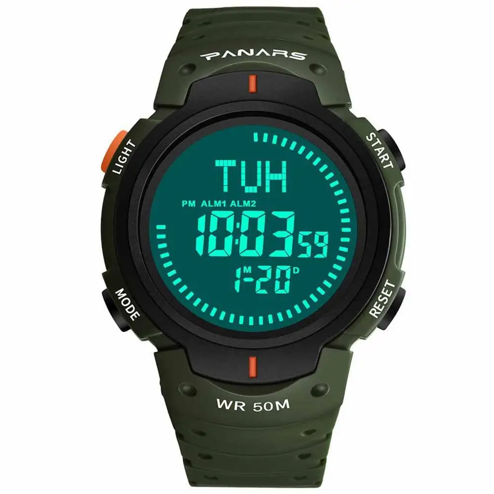 Модные спортивные цифровые мужские часы, многофункциональные альпинистские водонепроницаемые светящиеся мужские электронные наручные часы relogio Q5 - Цвет: B