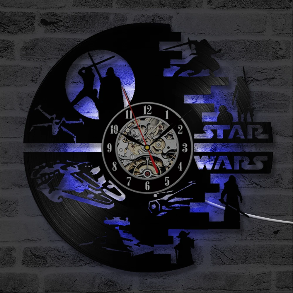 Creative Star Wars CD Record Clock Creative HandmadeVinyl Record Wall Clock Antique Hollow