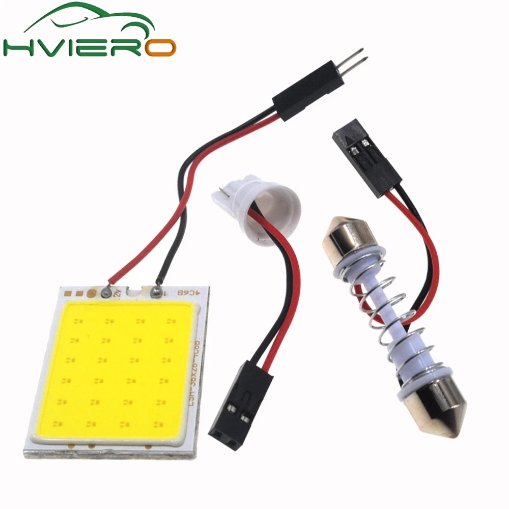 2Pcs T10 COB 24smd Car LED Panel Super White Car Auto Interior Reading Map Lamp Bulb Light Dome