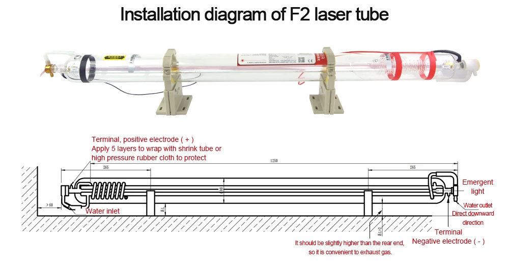 EFR CO2 лазерная трубка F2 80 Вт Длина 1250 мм диаметр 80 мм 80 Вт CO2 лазерная трубка используется для лазерной гравировальная и режущая машина