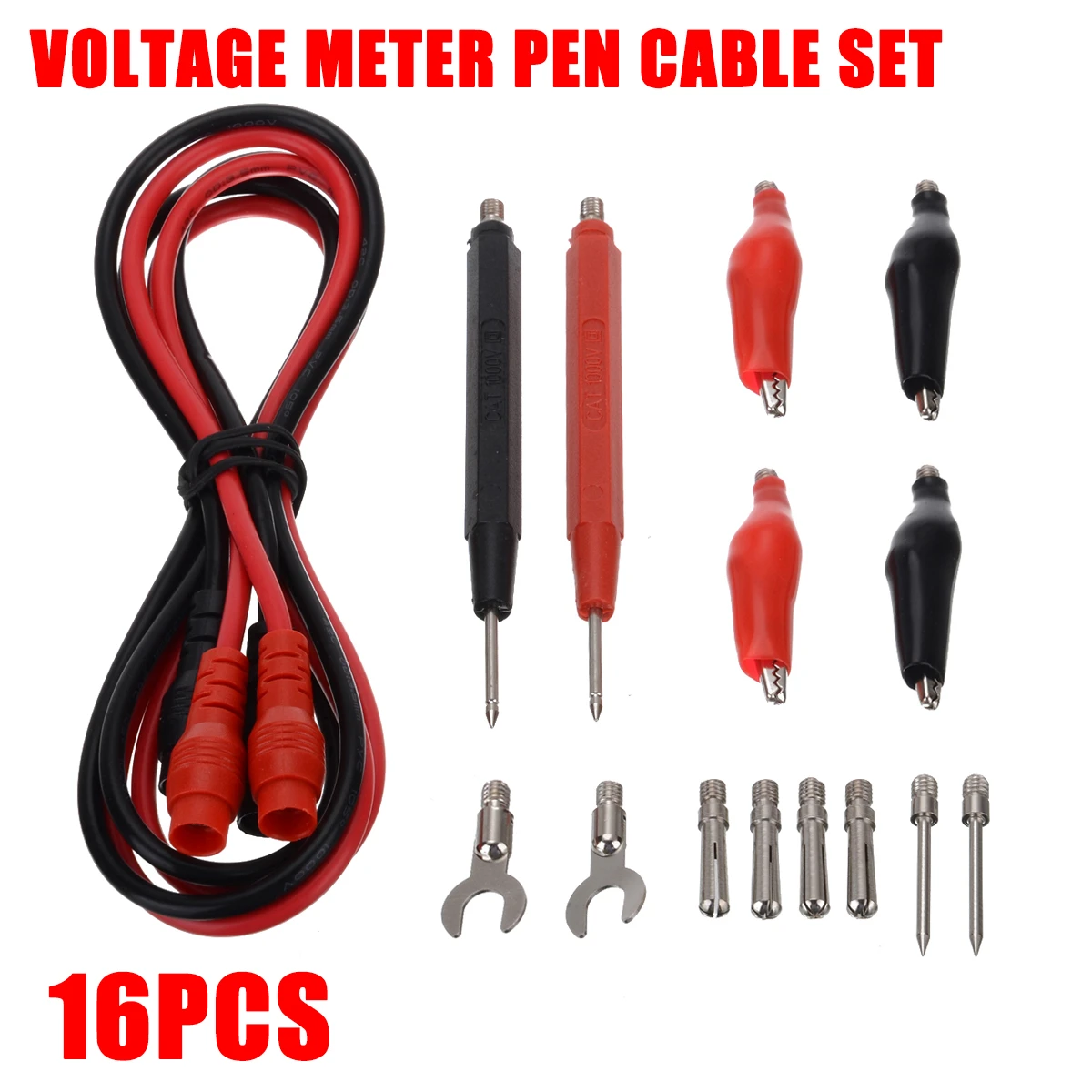 16PCS Digital Multimeter Test Leads Probes Volt Meter Cable Kit Clip Alligator 16PCS Digital Multimeter Test Leads Probes Volt Meter Cable Kit Clip Alligator