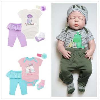 

4pcs Newborn Baby Girls Rompers Set Short Sleeve Jumpsuit Cute Pants Suit Headband Set Ropa De Recien Nacida Baby Shoes Sock