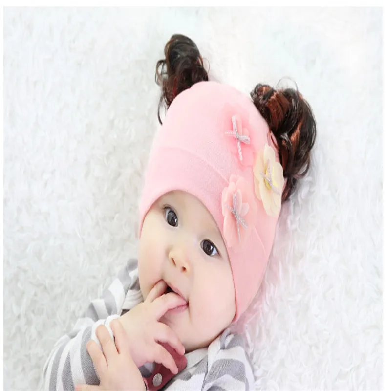 2018 New Autumn And Winter Gods Bear Baby Wig Hat Female Curly Hat Baby Cap Princess Hat Comfortable Hat ACI95 (3)