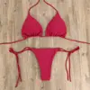 Tie Side Solid Color G-String Thong Bikini 8