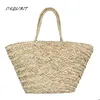 New Bohemian Beach Bag Women Handmade Straw Bags Summer Grass Handbags Drawstring Basket  totes bag Travel Tote Large size ► Photo 2/4