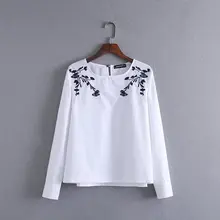 Blouse Blusa Women 2017 Early Spring New Retro European And American Style Embroidery Flowers Round Neck Sleeve Sleeves Shirt