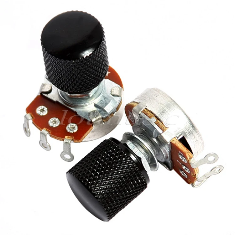2pcs Black Guitar Potentiometer 16mm Base Diameter Volume Pot A500K ohm And 2pcs Control Knobin