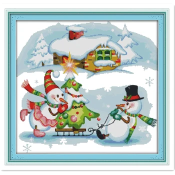 

Christmas Snowman (6) Chinese Counted Cross Stitch Pattern Cross Stitch Kit Embroidery Cross Set 11CT 14CT Printed On Canvas
