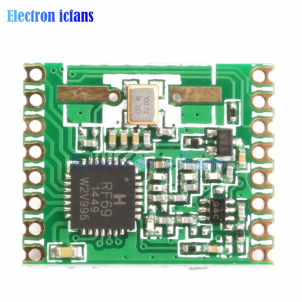 

RFM69HW 868Mhz Transceiver Module High Integrated HopeRF Wireless 868S2 Module SPI 1.8-3.6V DC 0-800M Distance