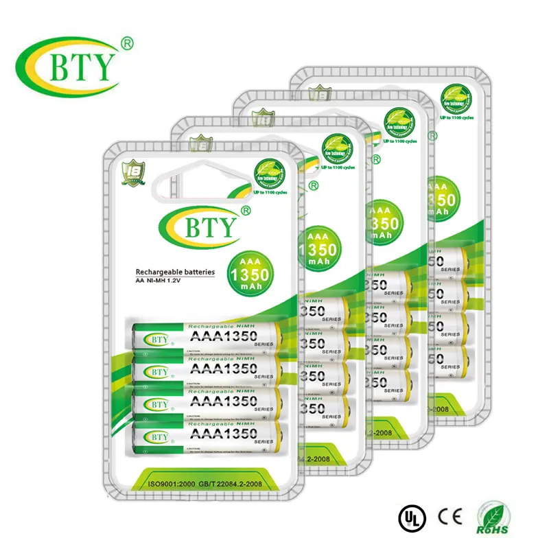 16 шт/4 шт/упаковка BTY Ni-MH аккумуляторная батарея 1350 mAh 1,2 V AAA аккумуляторная батарея 3A батареи для мыши игрушечная камера часы