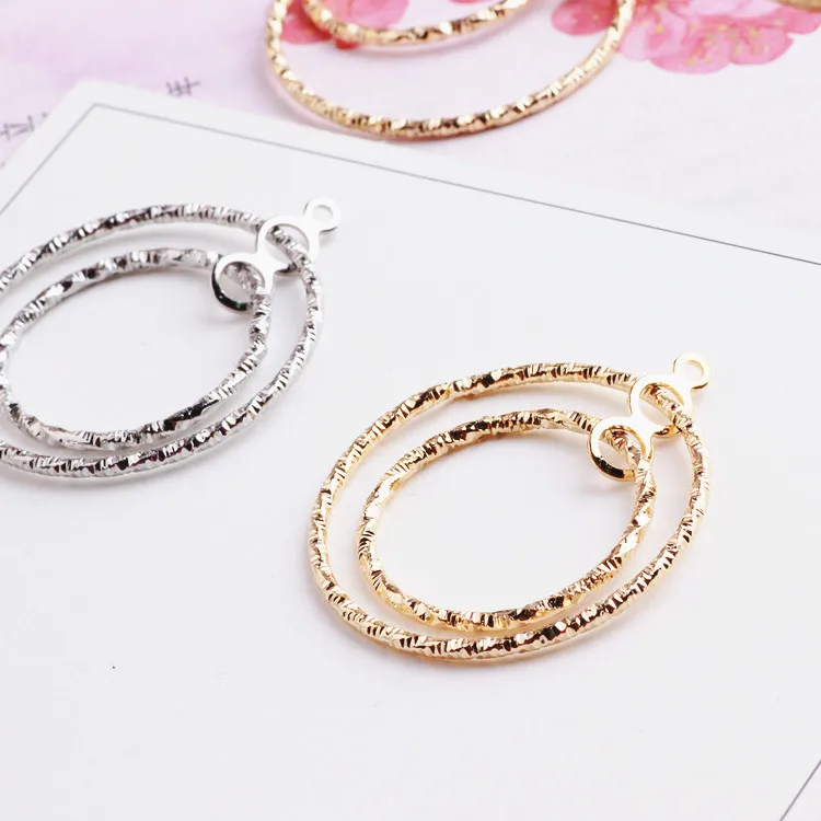 

Double Circle Loop Round Pendant Earrings Simple Eardrop Handmade DIY Korea Ear Jewelry Accessories Material 6pcs