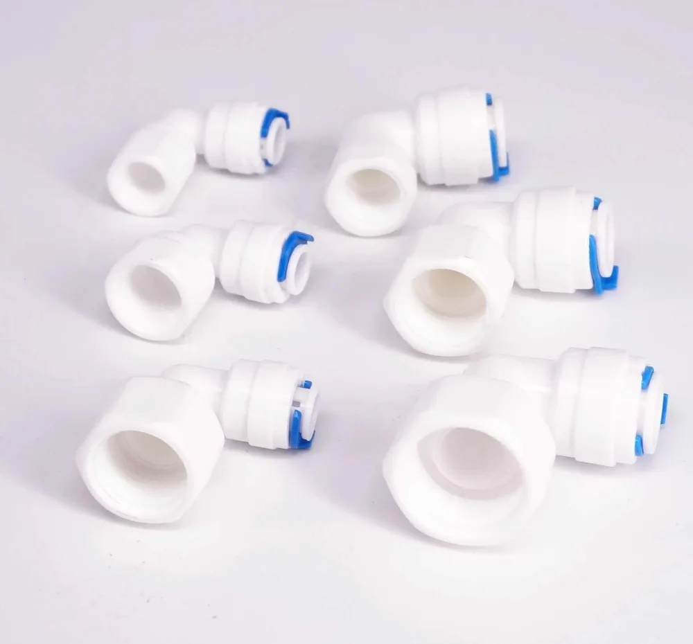 Fit for 1/4" 3/8" OD Tube 1/4" 3/8" 1/2" BSP Female Thread Elbow L Connector Fitting Aquarium Reverse Osmosis RO Water dispense