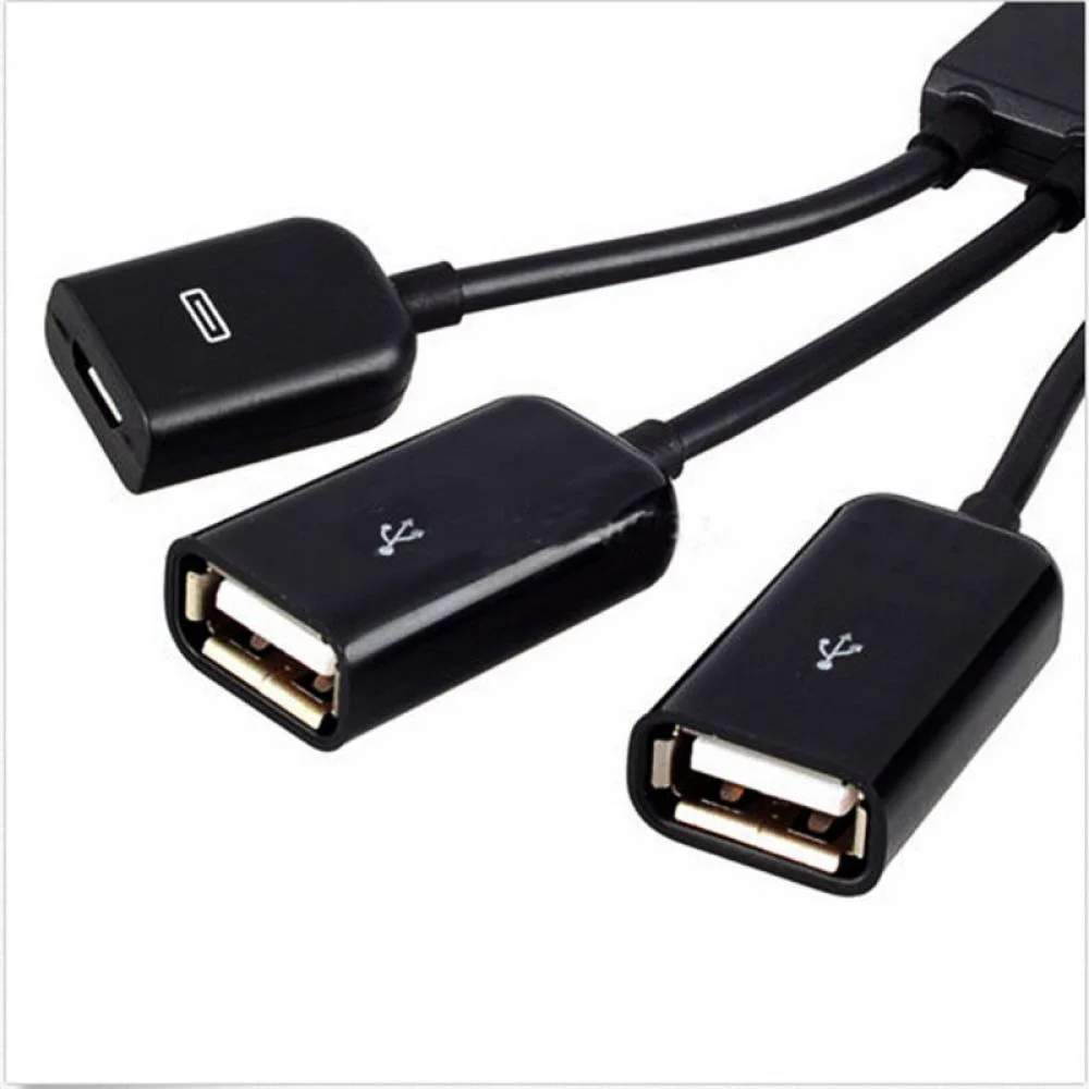 

Hot Sale 3 in 1 Micro USB Male to Female and Double USB 2.0 Host OTG Adapter Accessories Cable Home Cables Tools Hub