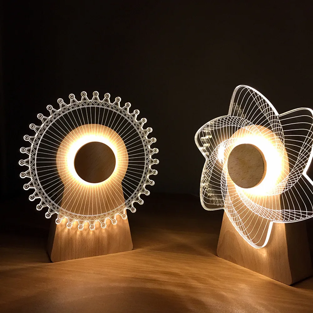 USB мощность 3D ветряная мельница ночной Светильник деревянный вращающийся музыкальная шкатулка креативный подарок настольная лампа украшение дома